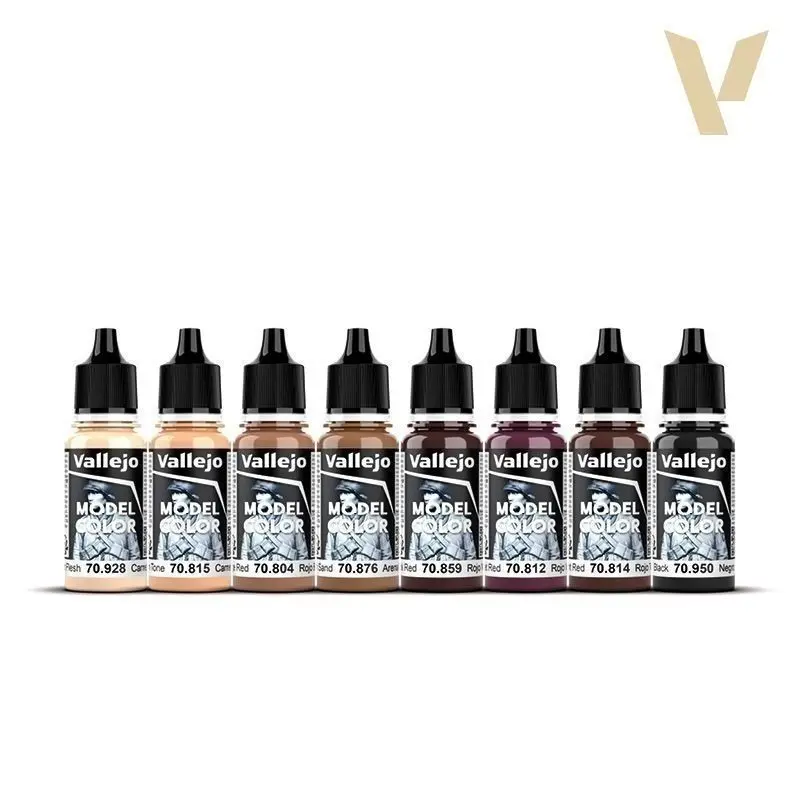 Vallejo 70119 Figure Skin Tone Paint Set 8 Colors X17ML Water-Based Acrylic Paint for Miniature Portrait Character Face Painting