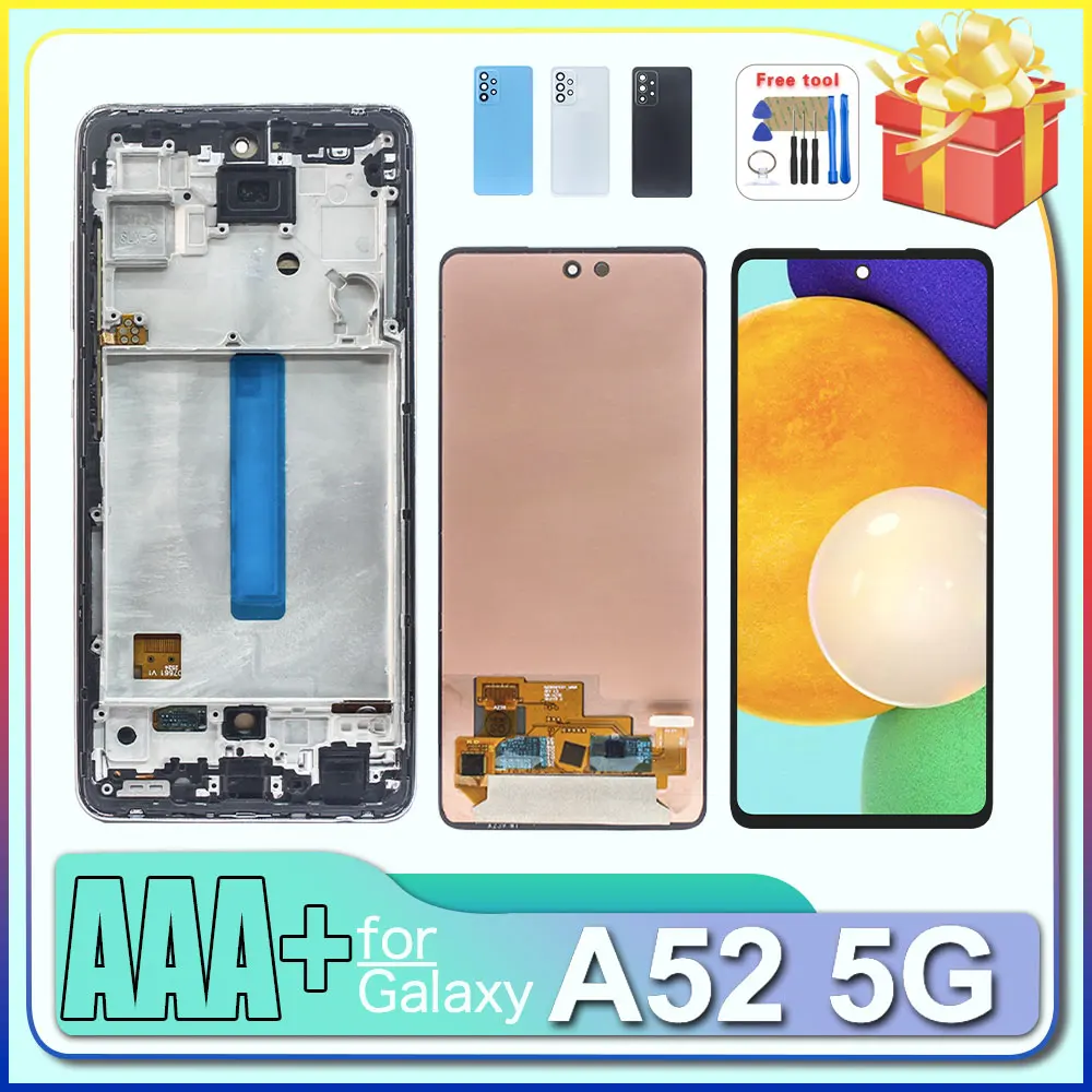 Pantalla LCD Super AMOLED para Samsung Galaxy A52 5G, Reemplazo de Digitalizador de Pantalla Táctil para Teléfono Samsung A52 5G A526B A526W A526U