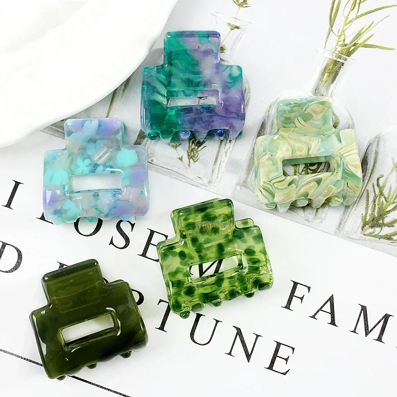 Acetate Mini Square Hollow Hairpin Crab Claw Clip Women's Hair Clips Girls Barrettes Bath Bundle Hair Accessories image 2