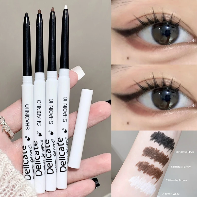 Lápiz Delineador de ojos de Gel mate resistente al agua, delineador de ojos blanco y negro suave, lápiz delineador de ojos mate, maquillaje de ojos de larga duración, Cosméticos de belleza