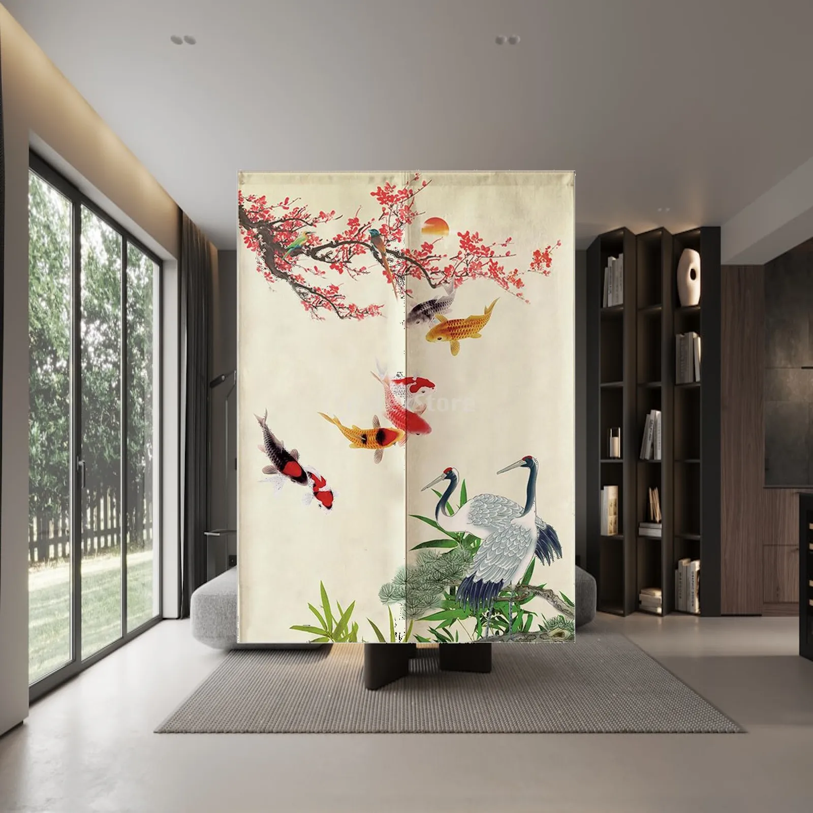 Japanese Style Noren Curtain Cotton Linen Tapestry Doorway Divider for Cafe Kitchen Dining Room