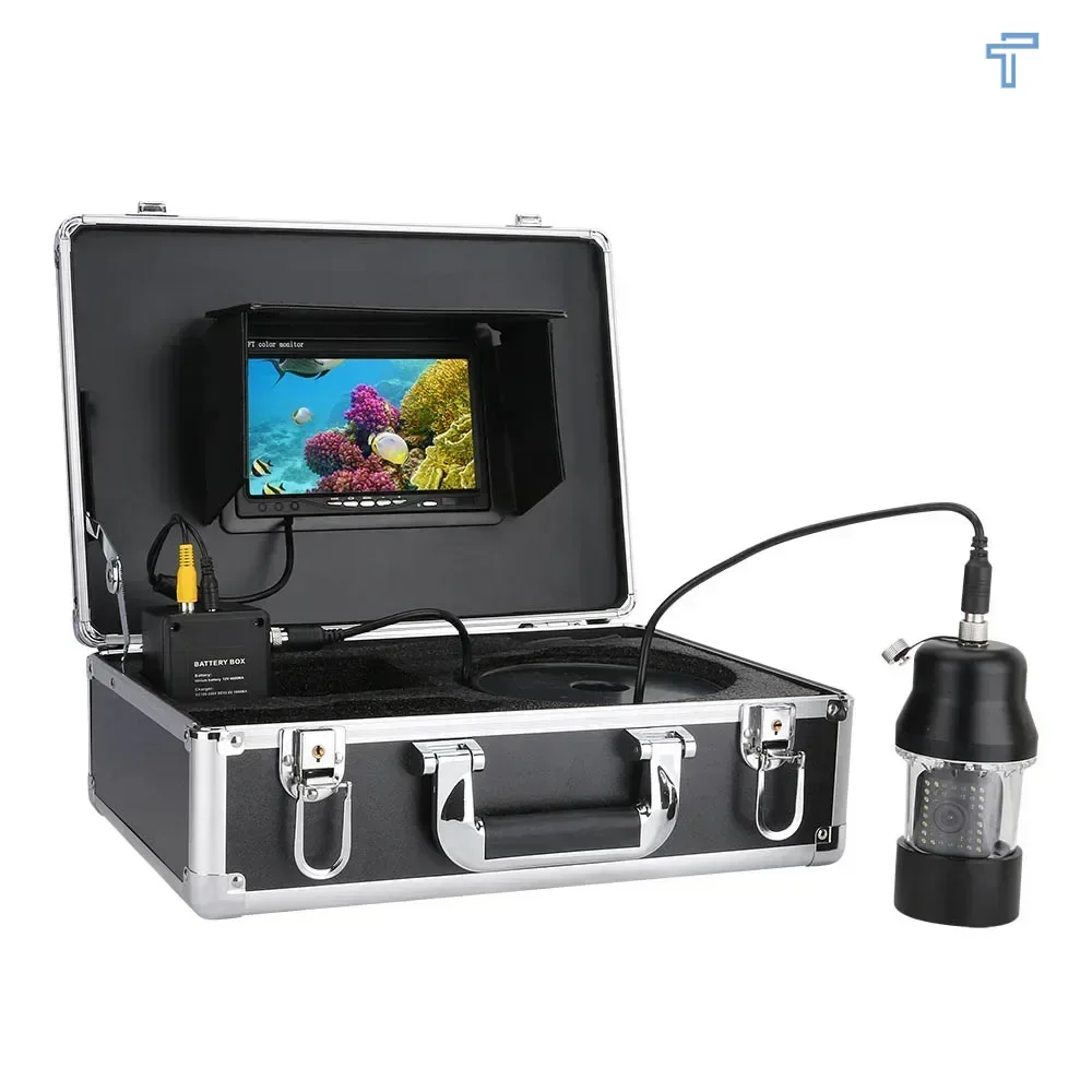 Ip68 Waterproof 7 Inch Dvr Recorder 50m Underwater Fishing Video Camera 38 Leds 360 Degree Rotating Camera