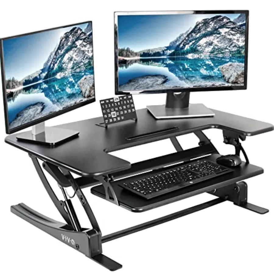 36 inch Height Adjustable Stand Up Desk Converter, V Series, Quick Sit to Stand Tabletop Dual Monitor Riser Workstation,,DESK-V
