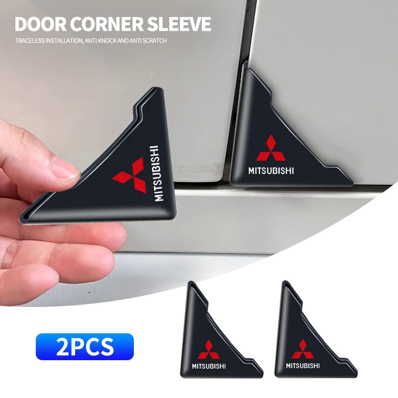 2pc Car Door Corner Protection Decals Stickers For Mitsubishi Logo ASX Outlander Lancer Pajero Eclipse Galant Mirage Accessories