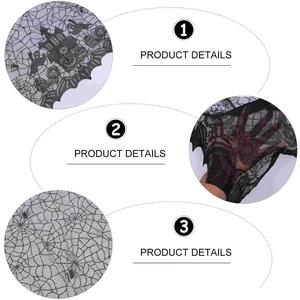 مفرش المائدة الدانتيل هالوين ، نمط جمجمة شبكة العنكبوت ، شكل مستطيل ، زخرفة الحفلات ، منزل مسكون ، تصميم اليقطين ، 1 جهاز كمبيوتر أعلى 10 مبيعات الدانتيل لمفرش المائدة - No2