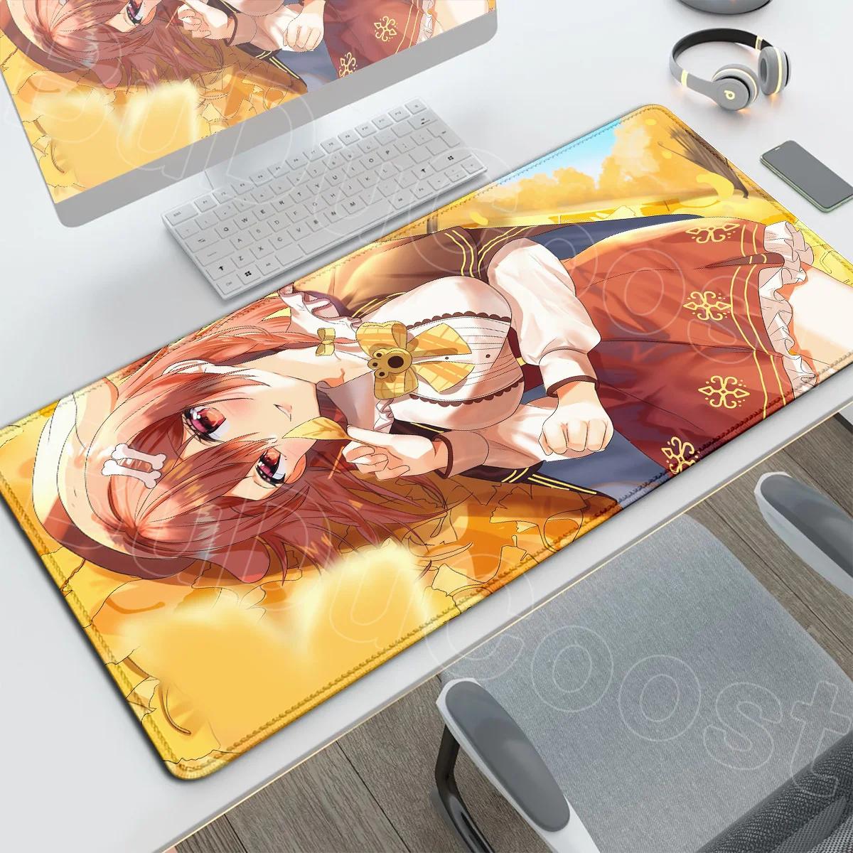 

Office Rubber Non-slip Desk Mouse Pad PC Gaming Accessories Kawaii Girl Hololive Inugami Korone Keyboard Mat Large Laptop Carpet