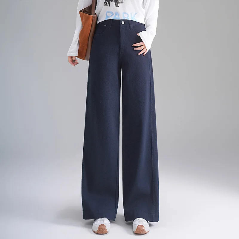 여성용 아메리칸 레트로 카키 스트레이트 레그 청바지, 가을 신상 하이웨이스트 루즈 슬리밍 다용도 와이드 레그 팬츠