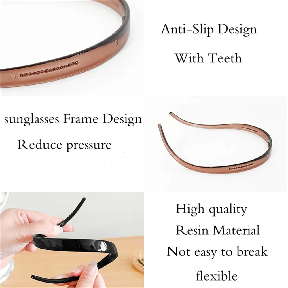 New Trendy Sunglasses Frame Shape Acrylic Hairbands For Women Toothed Headband Anti-slip Hair Hoop Fashion Hair Accessories