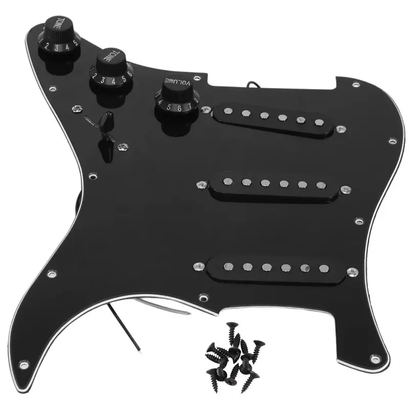 a28f-single-coil-sss-electric-guitar-pickguard-pickup-loaded-prewired-scratch-plate-11-holes-3ply-for-st-sq-guitar