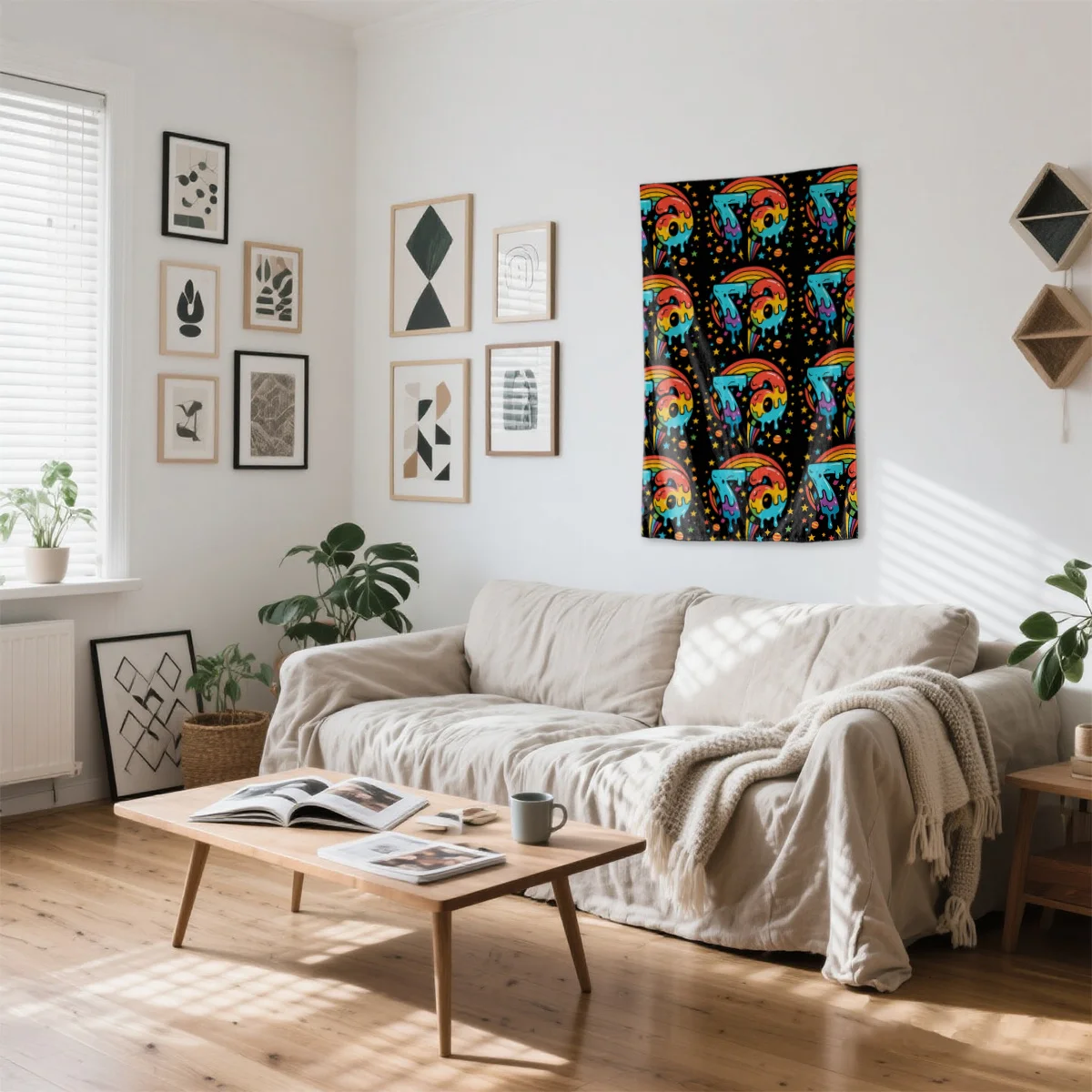 Repeating 67 dripping with rainbows Digital printing polyester wall tapestry suitable for use in living rooms offices bars party