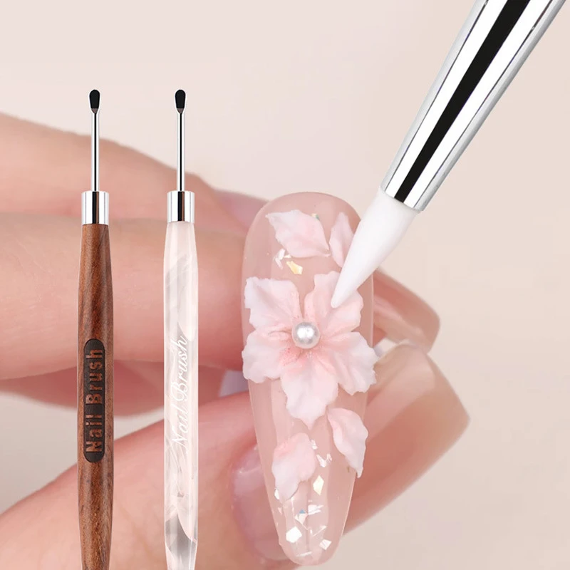 1/2 قطعة مزدوجة رئيس مسمار فرشاة فنية ملعقة سيليكون بولي جيل للأظافر القلم مانيكير تلميح تمديد الاكريليك منشئ ملحق قضيب أداة #5