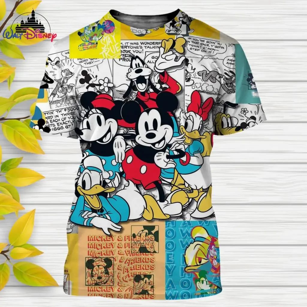 2024 Disney Mickey Minnie 3d Print  Tshirt Men Women Summer Casual Streetwear Children Casual Style Tee Tops