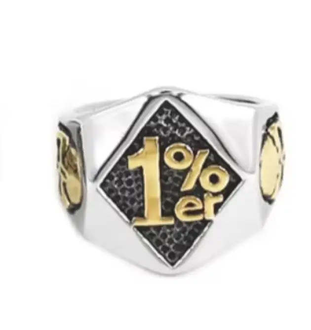 Black Red Blue One Percent Motorcycles Biker Ring Stainless Steel Jewelry Classic 1% Motor Biker Men Ring Wholesale SWR0063