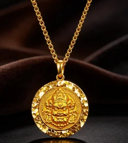Burst flash broken ice ice yellow god of wealth pendant retro style small fortune circle 9999gold