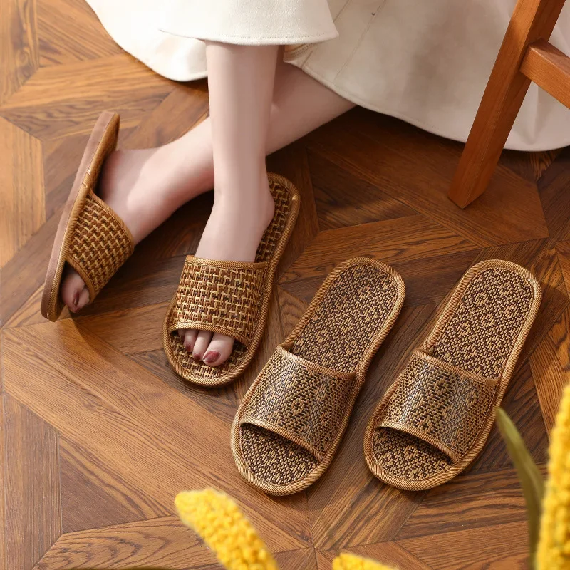 

Женские летние шлепанцы из плетеной лозы, Нескользящие, износостойкие, на тонкой подошве