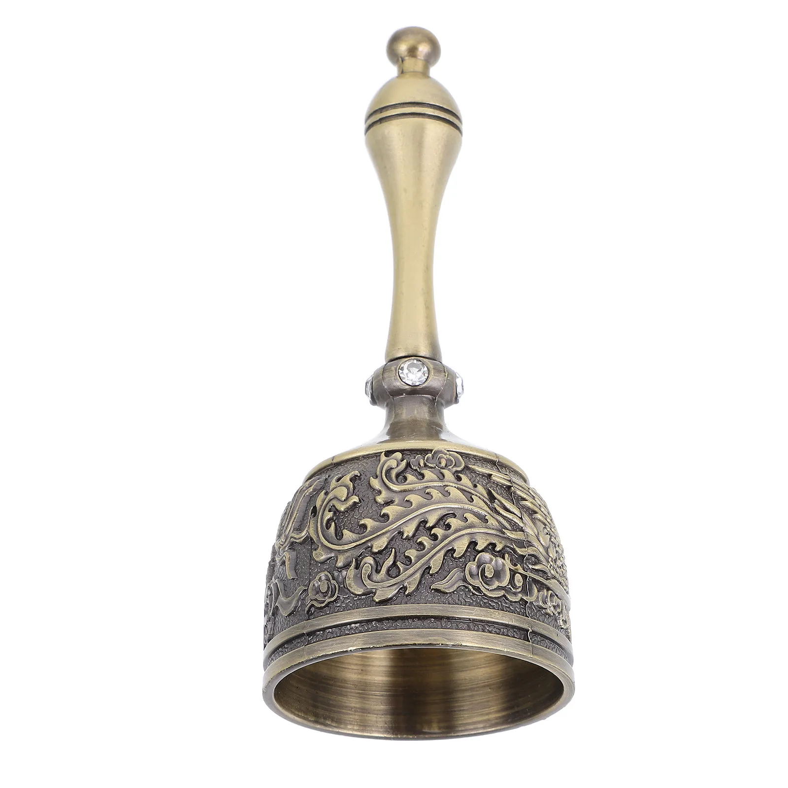 Zinc Alloy Metal Hand Bell Vintage European Style Dragon Phoenix Pattern Clear Loud Sound Service Call Dinner Wedding Meditation