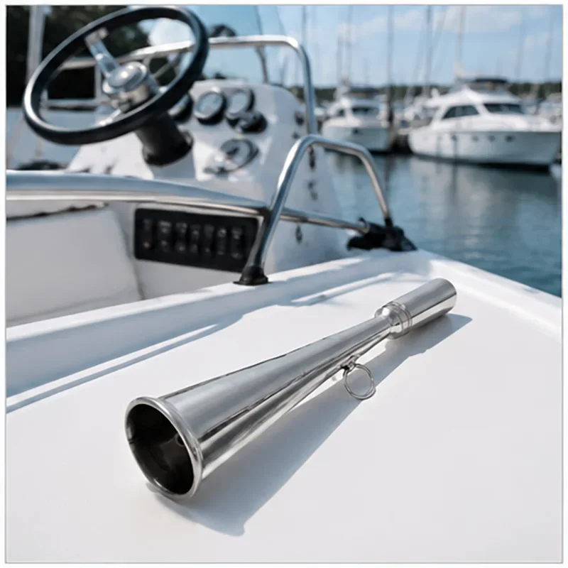 Marine Fog Horn 304 Stainless Steel Handheld Boat Safety Signal Horn with Removable Mouthpiece for Yacht Ship Emergency Accessor
