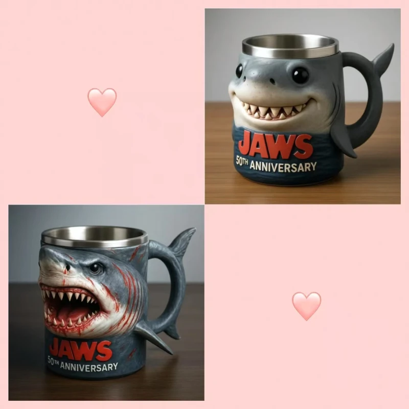 

Jaws 50th Anniversary 3D Shark Mug Creative Ocean Theme Cup Home Decor Gift for Movie Fans and Collectors