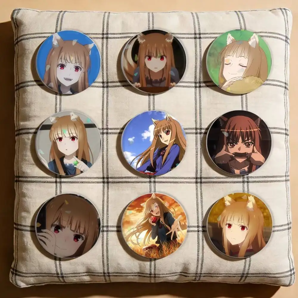

Spice and Wolf Holo Laser Badge Creative Pins Brooch for Bag Clothes Hat Decor Gifts Fans Collect