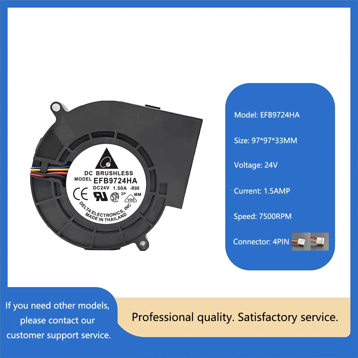 

DELTA EFB9724HA DC 24 В 1,5 А 97x97x33 мм 7500 об/мин охлаждающий вентилятор для электрооборудования ПК сервер автомобильный полевой кулер