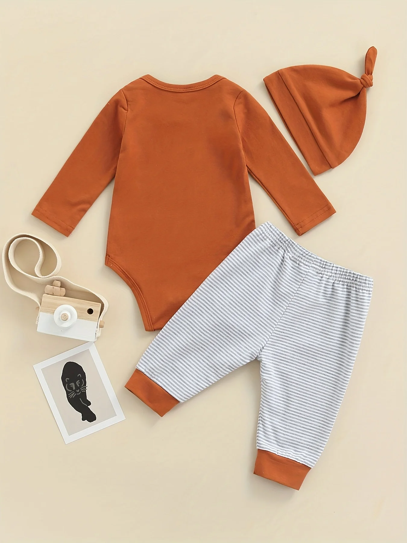 0-2 Years Old Spring And Autumn New Male And Female Kids Cute Fox Print Long Sleeve Briefs Top Baby Hat And Pants 3 Pieces