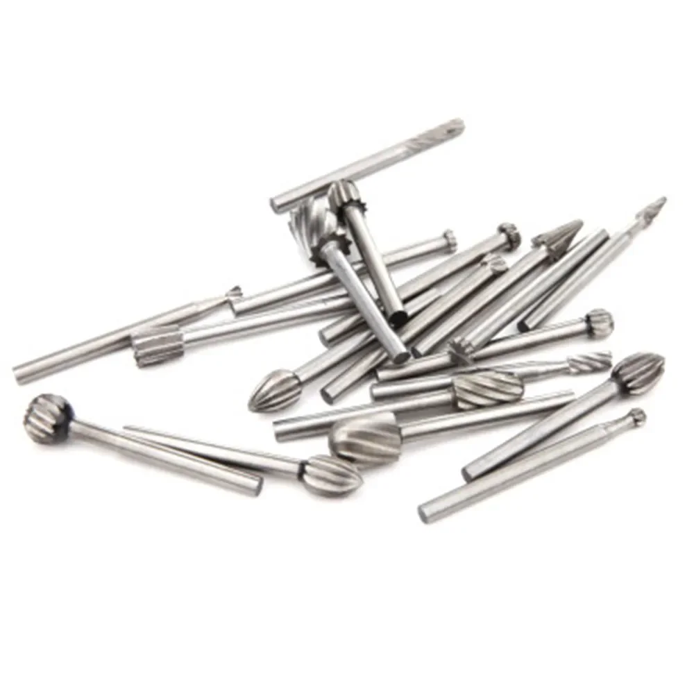 20pcs Wood Carving Milling Cutter Set Durable HSS Routing Router Bits Burr   for Rotary Engraving Machine Tool