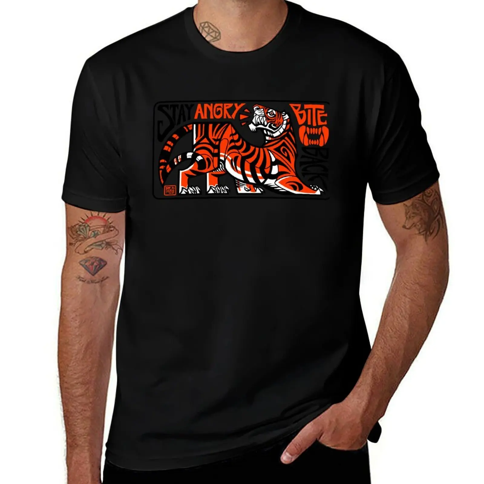 Stay Angry, Bite Back (Light Shirt Variant) T-Shirt No Iron Casual Short Sleeve Top T-Shirt