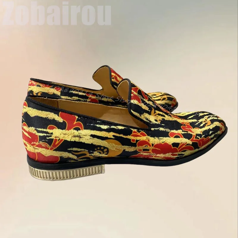

Colorful Graffiti Totem Print Square Toe Loafers Fashion Slip On Men Shoes Luxury Handmade Party Feast Banquet Men Casual Shoes