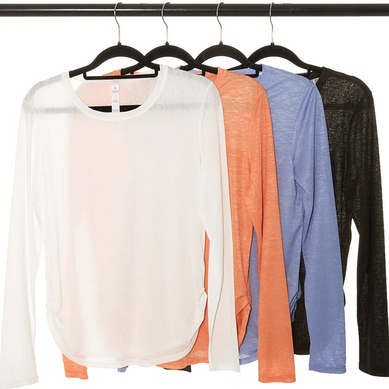 Women Thin Loose Yoga Shirt Long Sleeve T-shirt Quick Dry Running Sport Shirt Gym Workout Top Sweatshirt Fitness Blouse Pullover