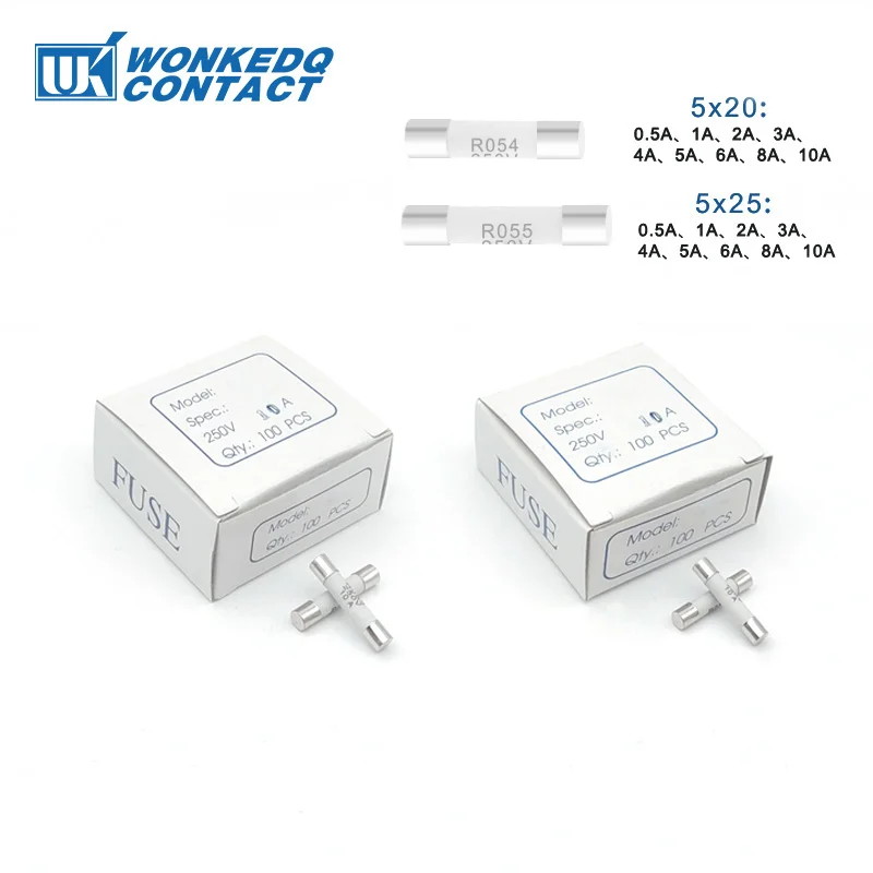 100 Stück 5x25 5x20 mm Schnellschmelzende Keramikrohr-Sicherungen 0,5A 1A 2A 3A 4A 5A 6A 8A 10A DIN-Schienen-Klemmenblock Mini-Testsicherungen 5*25 5*20 – Detail 11