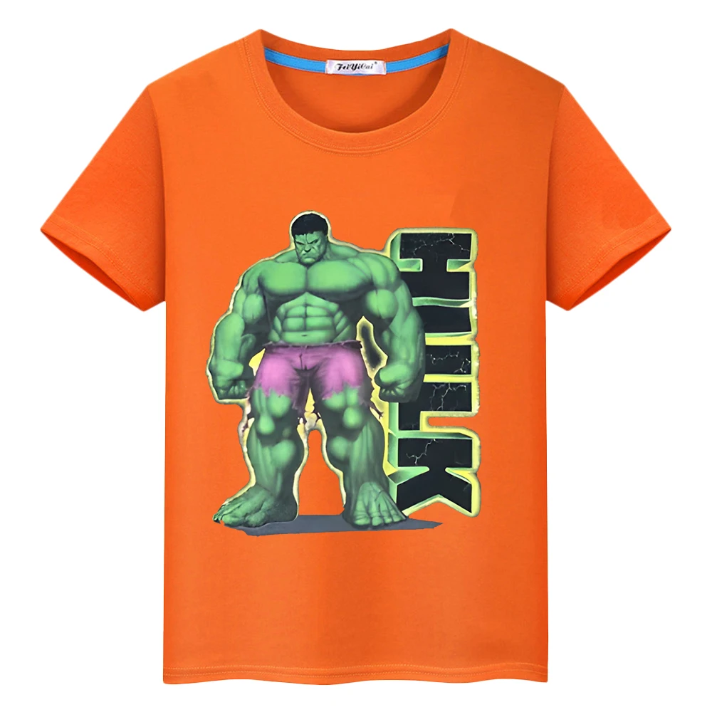 De Hulk Print 100% Katoenen Kawaii T-Shirt Voor Kinderen Jongens 10 Jaar Marvel Pride Tshirt Anime Korte Y 2K Een Stuk Kids Kleding Meisjes