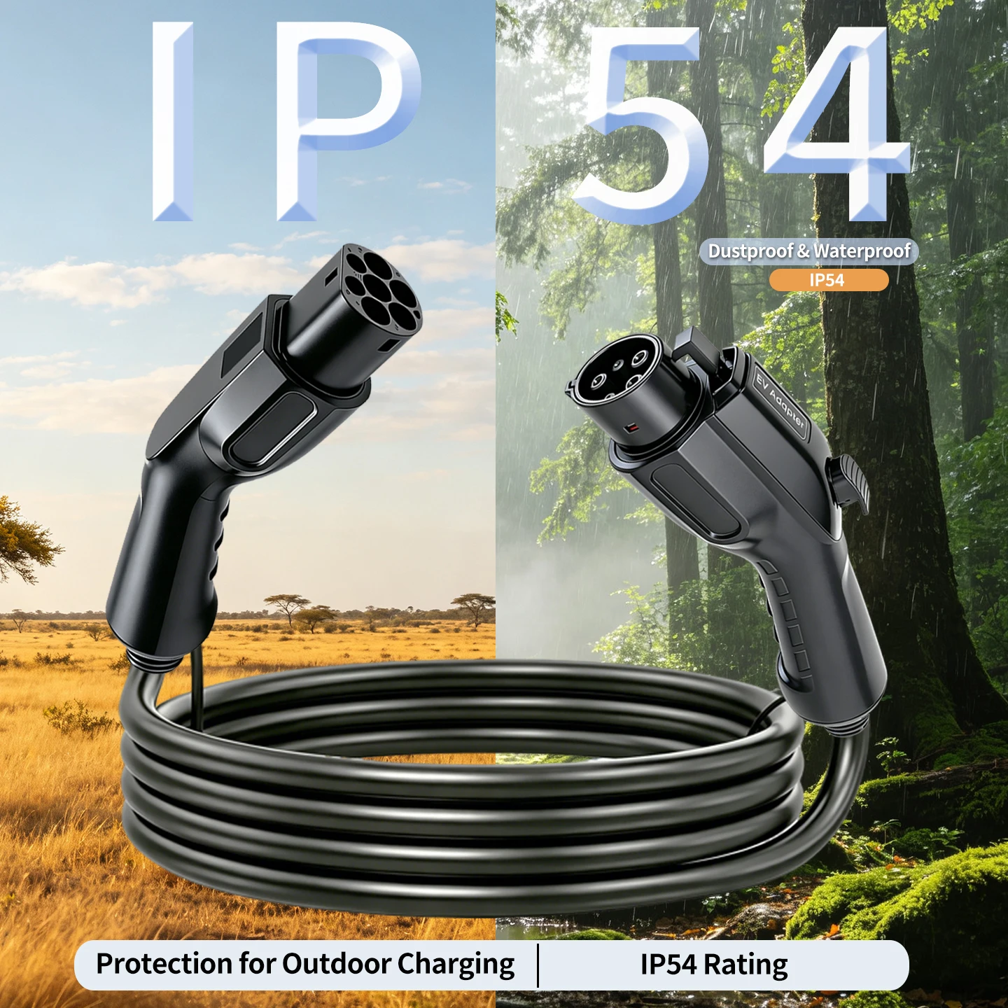4M Electric Vehicle Charging Cable Type2 Power Supply Side to Type1 Car Side Socket 1-Phase 16A 3.5KW 32A 7KW for EV