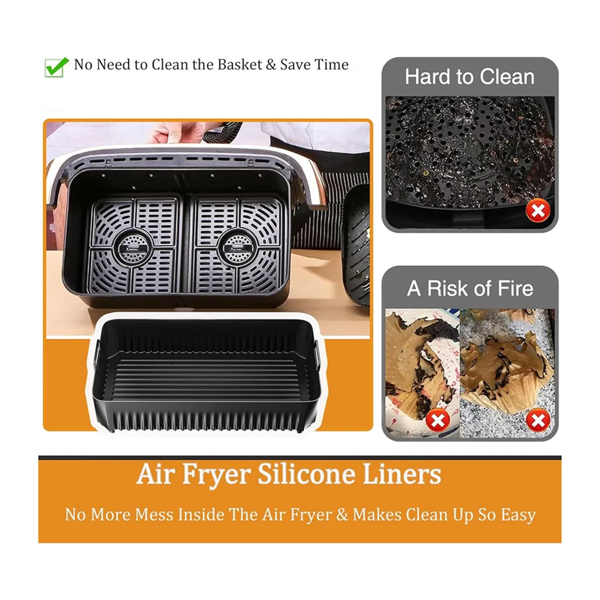 10.4L ซิลิโคน Air Fryer Liners สําหรับ Ninja AF500 ซิลิโคน Liners Air Fryer อุปกรณ์เสริมร้อน