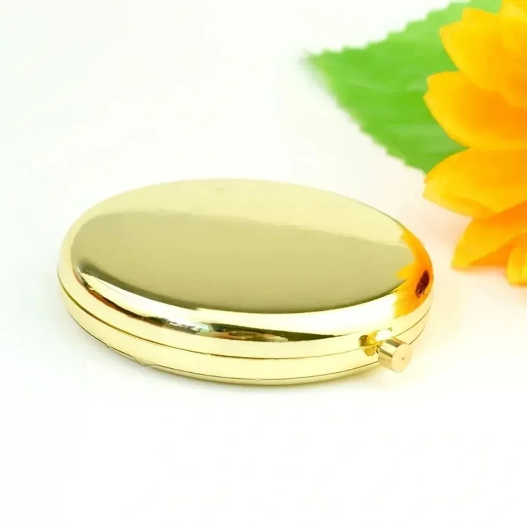 Espejo pequeño de doble cara, espejo de maquillaje redondo plegable portátil, Mini espejo de bolsillo de mano Simple de oro rosa para hombres y mujeres, 1 ud.