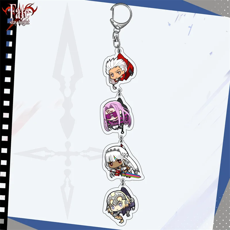 Game Fate Stay Night Figures Acher Gilgamesh Altria Pendragon Cosplay Acrylic Key Chains Cute Cartoon Bag Keyring Fans Gifts