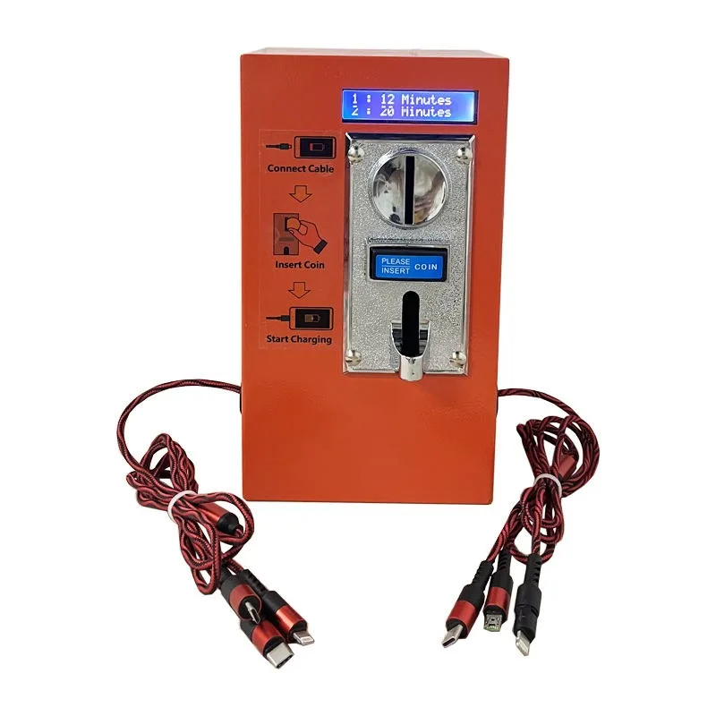 3-in-1 Coin-Operated Phone Charging Station with USB Cables for Restaurants