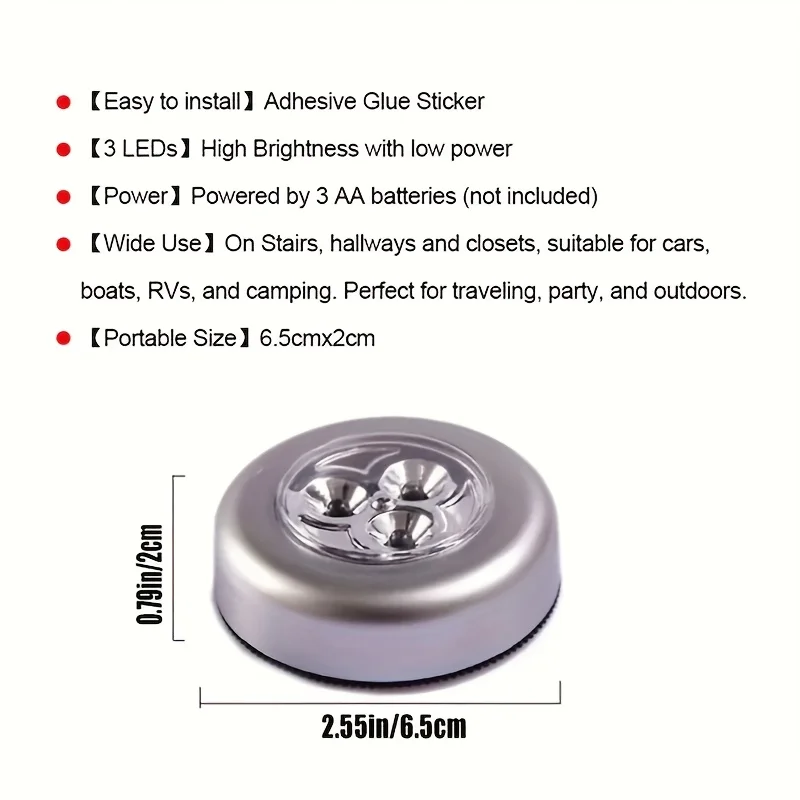 5-częściowe światło LED z aktywacją dotykową - Zasilane bateriami AA bezprzewodowo - Do szaf, pod szafkami i ścianami kuchennymi - Lampki nocne