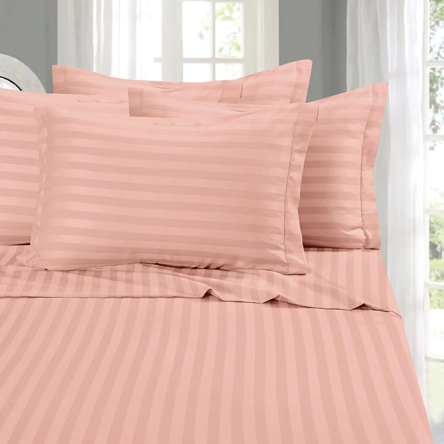 

6-Piece King Sheet Set - Deep Pocket Microfiber Bed Sheets with Wrinkle Resistant & 4 Pillowcases, Dusty Rose