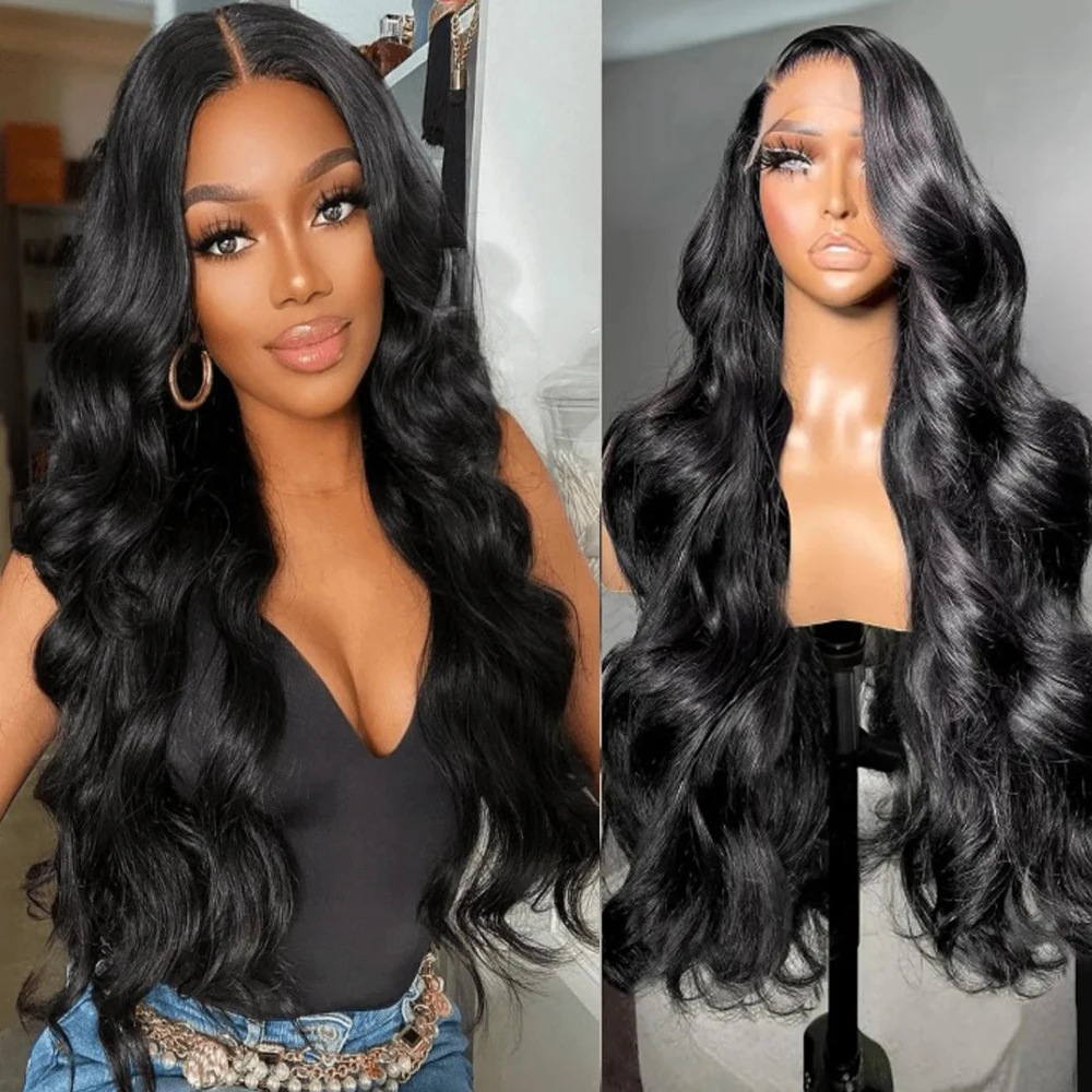 36 Inch 180% Density Body Wave Lace Front Wigs 100% Human Hair 13x4 Transparent Lace Frontal Wigs Pre Plucked With Baby Hair