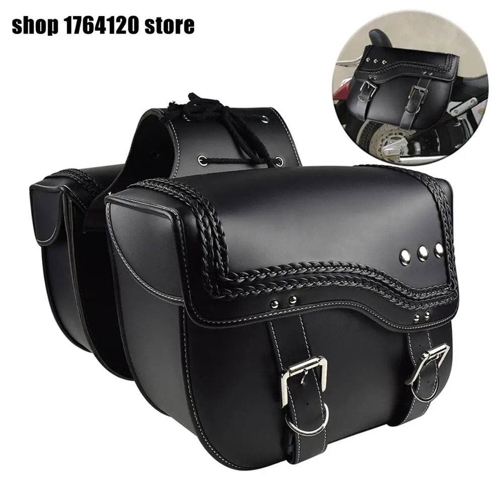 Left Right Universal PU Leather Motorcycle Saddlebag For Harley Sportster XL 883 XL 1200 Side Tool Bag For Honda For Suzuki