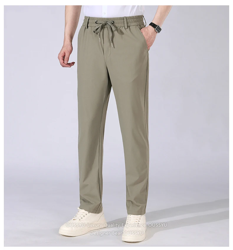 Hochelastische Herrenhose mit Vier-Wege-Stretch, Lässige Slim-Fit-Jogginghose mit Elastischem Kordelzug, Atmungsaktive Hose in Übergrößen bis 5XL – Detail 9