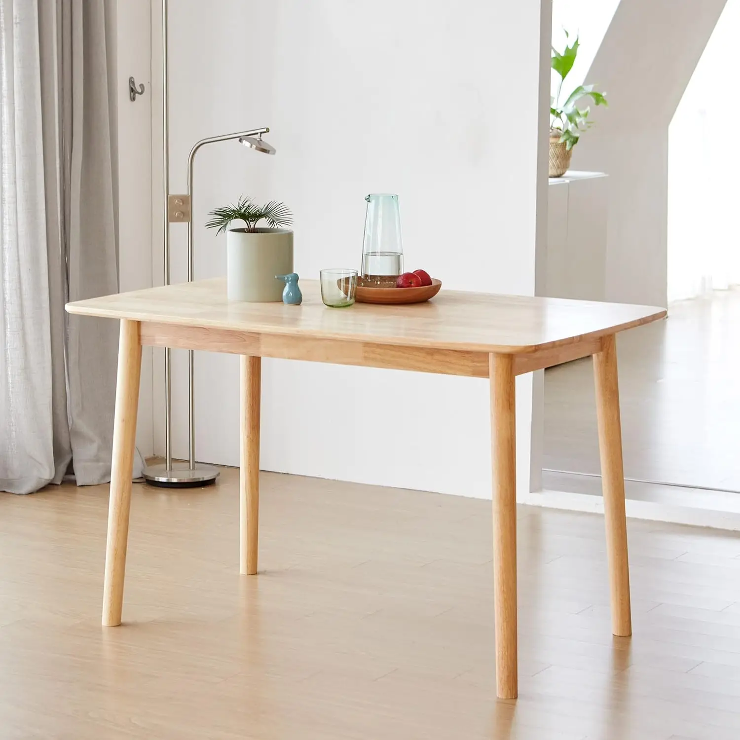 Livinia Aslan Mesa de comedor rectangular de madera de roble malayo de 47"/escritorio de cocina de madera maciza (roble natural)