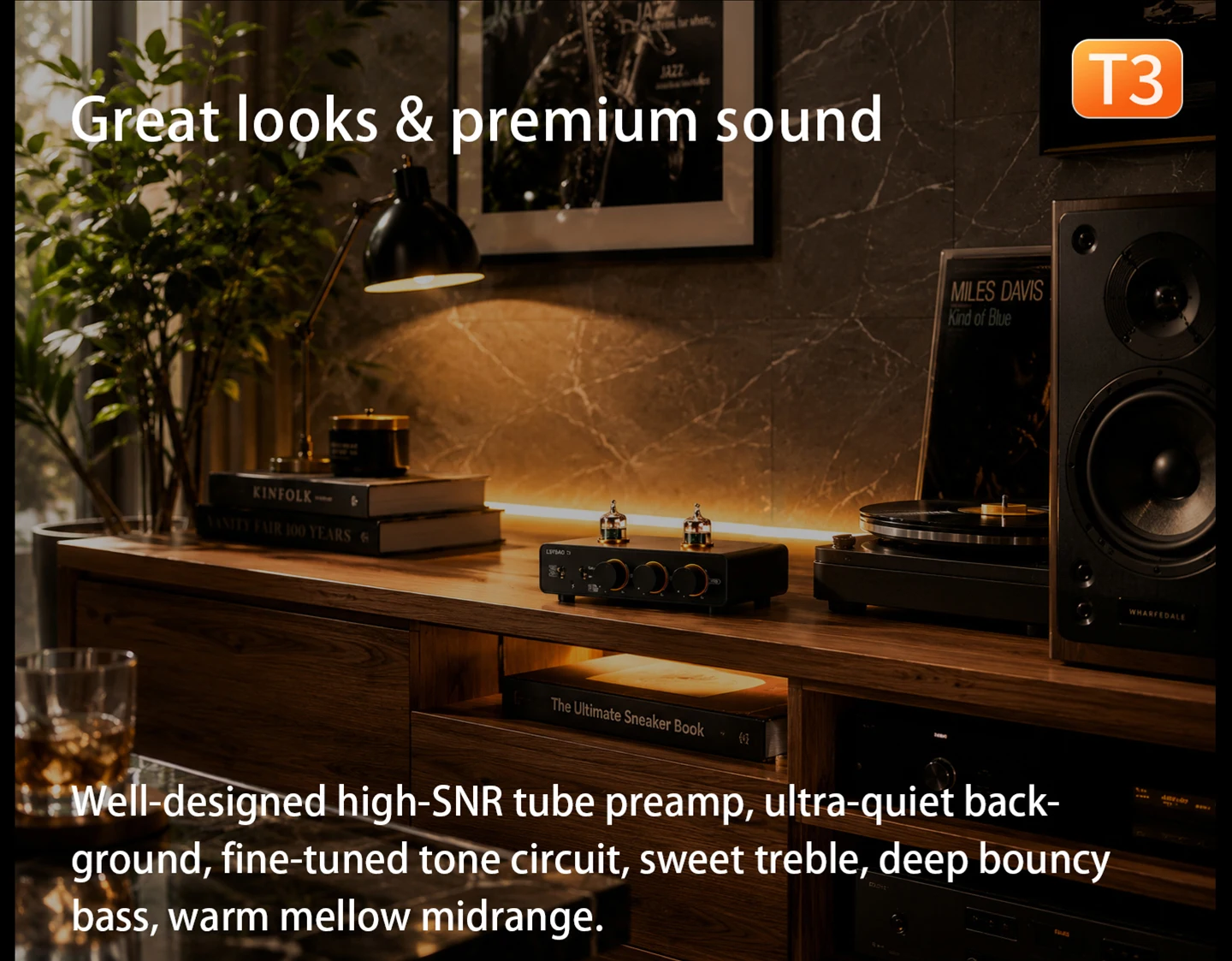 LSYSAQ T3 Vakuumröhren-Vorverstärker Bluetooth 5.4 6J1 Röhren-HiFi-Stereo mit Klangregelung LDAC APTX‑HD Audioeingang für Heimverstärker – Detail 2