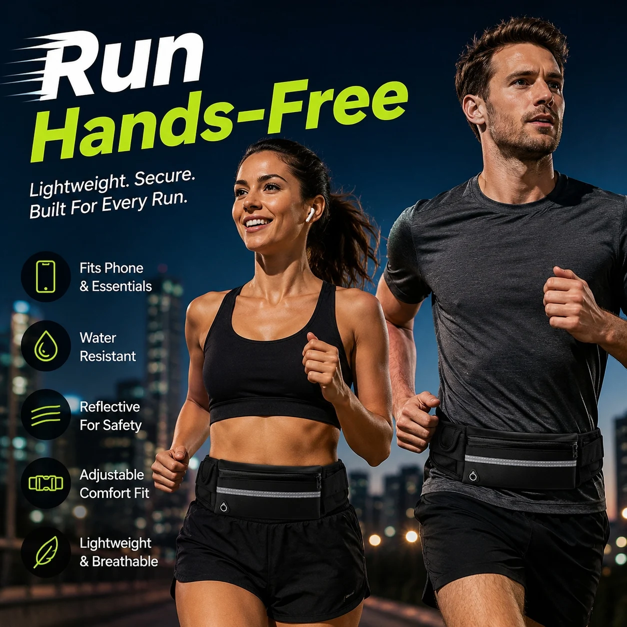 

Running Waist Pack for Phone, Waterproof Fanny Belt Bag, Lightweight Outdoor Fitness Hiking Pouch for Men Women, Sports Bags