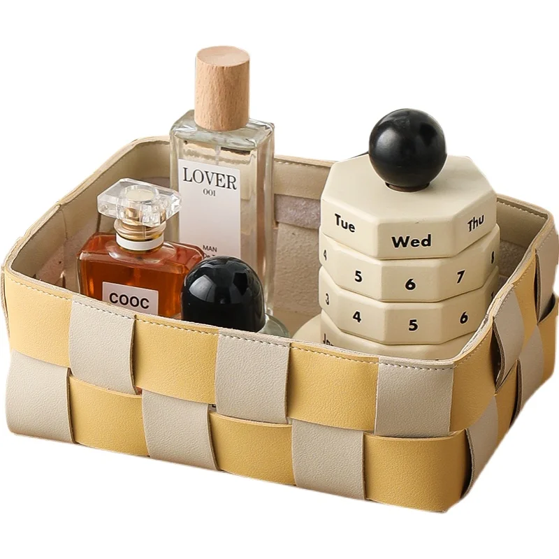 

checkerboard desktop storage basket key skin care products dresser perfume cosmetics storage box sundries bedside finishing