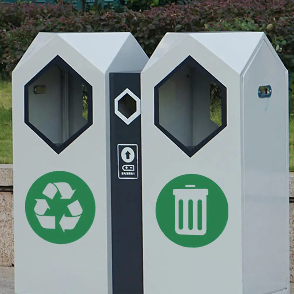 

2Pcs PVC Trash Can Stickers Adhesive Waterproof Durable Removable Decals for Garbage Classification Recycling Waste Sorting