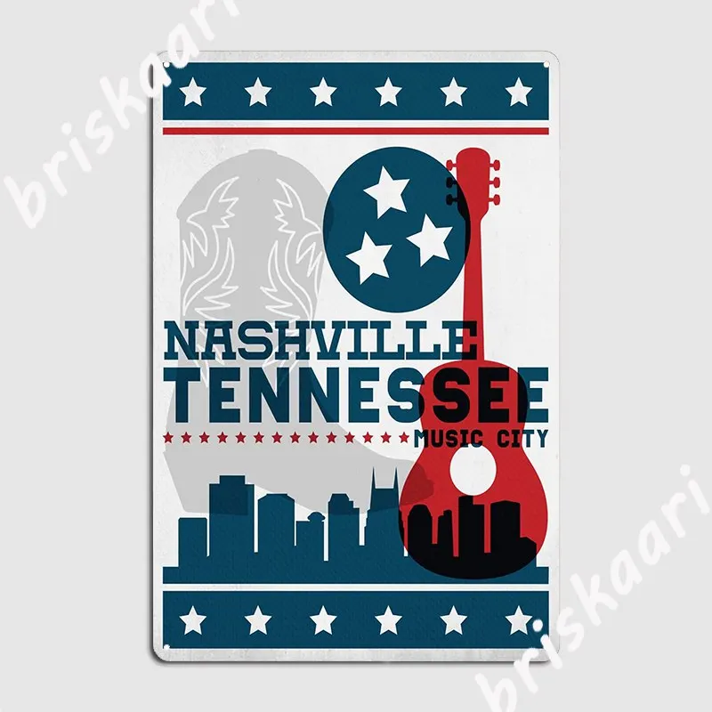 Nashville Tennessee Metal Plaque Poster Bar Cave Wall Decor Club Classic Tin Sign Poster