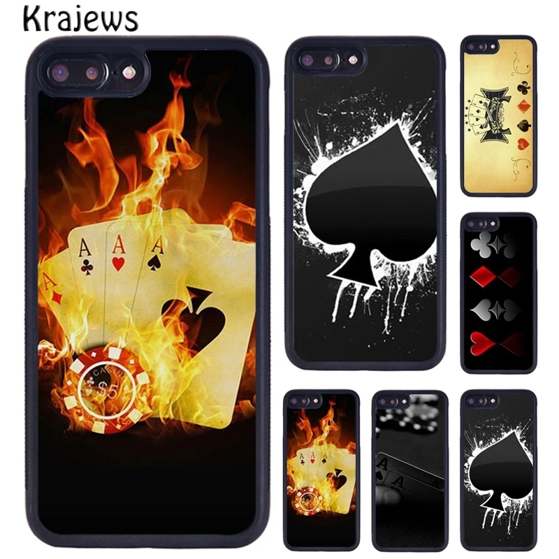 Krajews Spades Poker Play Cards Ace Phone Case For iPhone 16 15 14 plus 11 12 mini 13 Pro XR XS Max cover coque