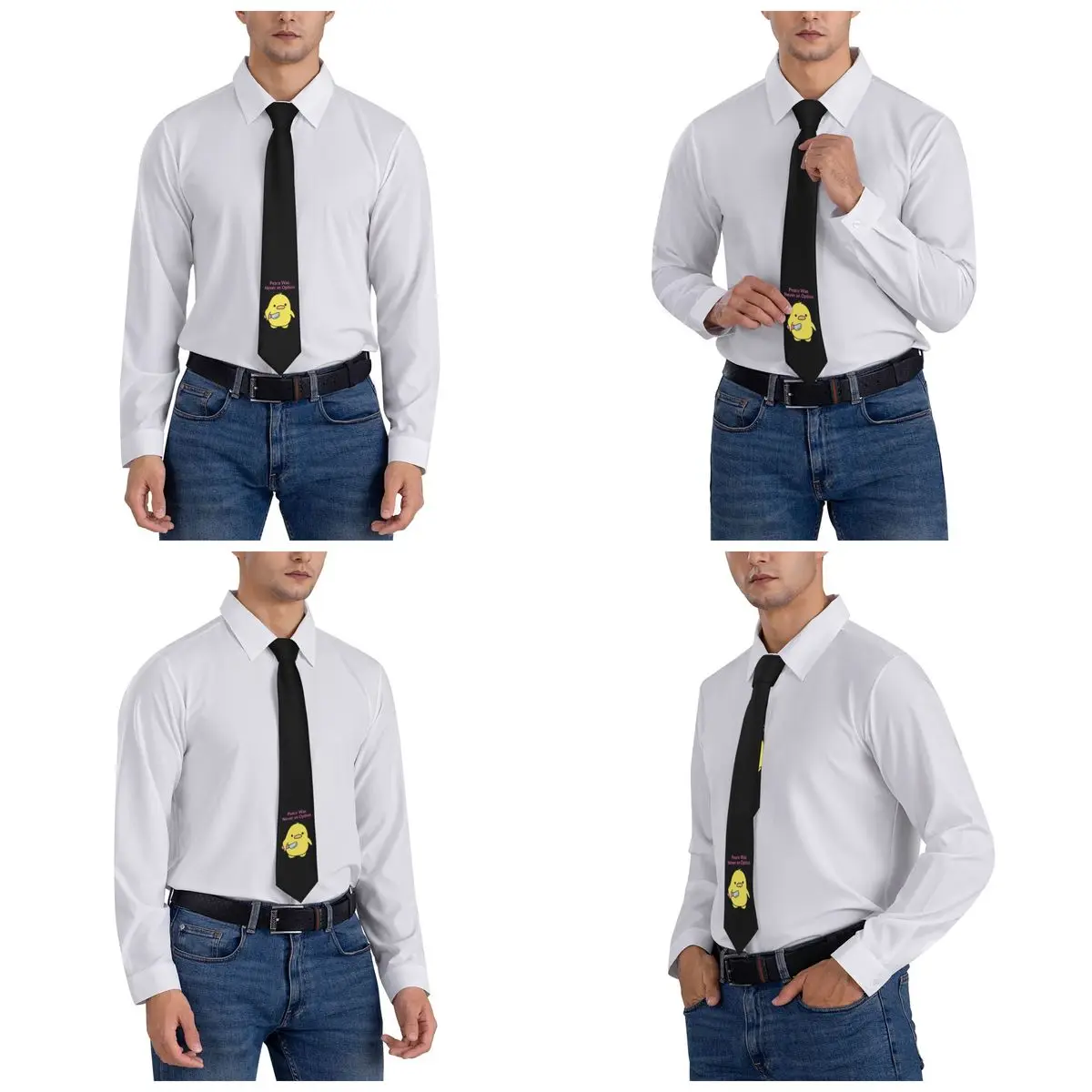 Anatra con coltello La pace non era mai una opzione Cravatta da uomo Cravatte sottili in poliestere di seta Accessori da sposa Cravatta Gravatas classiche