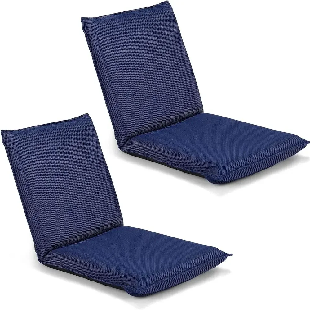 6-Position Adjustable Meditation, Gaming, Reading Chair for Kids, Teens, Adults - Navy Blue